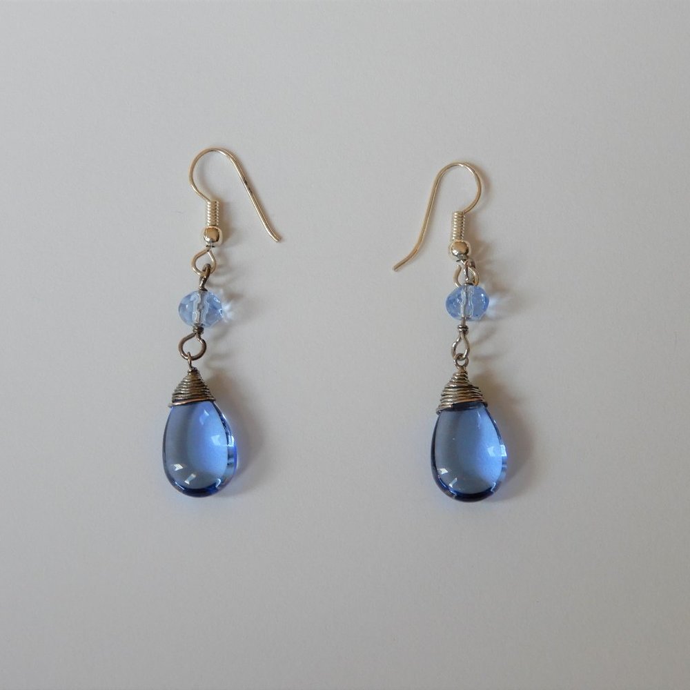 Sterling Silver Crystal Water Drop Earrings